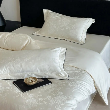 Long Staple Cotton Jacquard Bedding Set – Luxury Duvet Cover, Bedsheet & Pillowcases