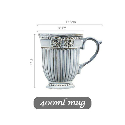 Vintage Baroque Embossed Ceramic Plate Collection - Set of 4 for Elegant Dining