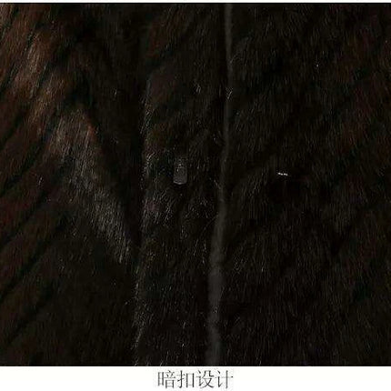 Elegant Striped Faux Mink Fur Winter Coat