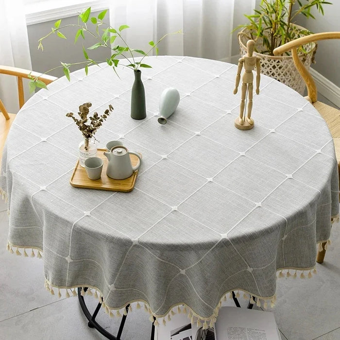 Sophisticated Customizable Plaid Cotton Linen Tablecloth for Elevated Dining Experiences