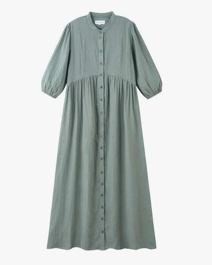 Breezy 3/4 Sleeve Cotton Maxi Dress | Comfortable Summer Gauze Dress with Inner Lining