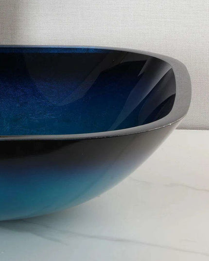 Elegant Blue Glass Bathroom Sink Set with Waterfall and Stream Faucet - Chic Home Upgrade