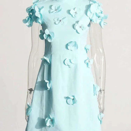 Chic Women's High-Waisted Mini Dress with Distinctive Patchwork and Embellishments