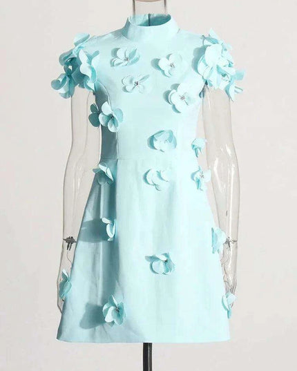 Chic Women's High-Waisted Mini Dress with Distinctive Patchwork and Embellishments