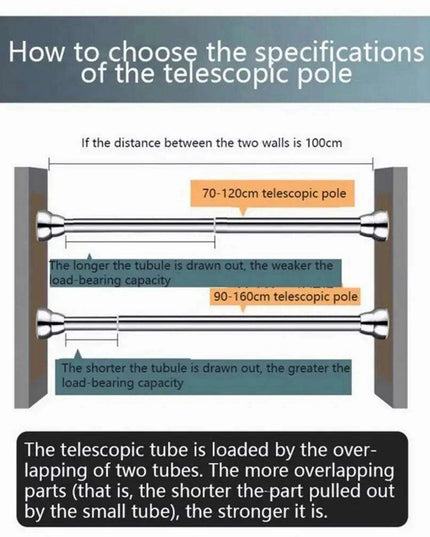 Sleek Adjustable Stainless Steel Curtain Rod - Expandable 35-80cm Home Hanging Solution