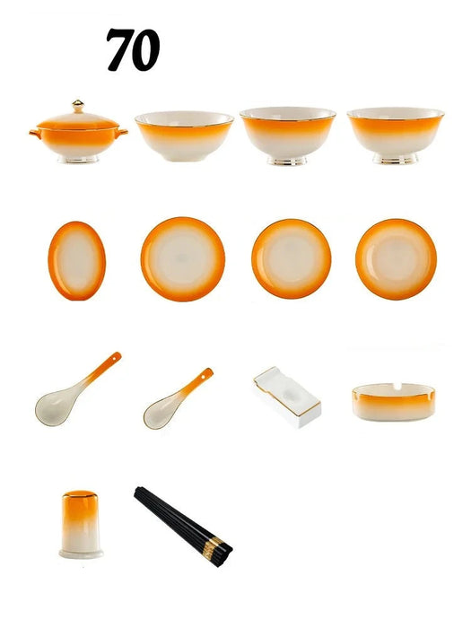 Luxurious European Jingdezhen Ceramic Bone Porcelain Tableware Set for Elegant Dining