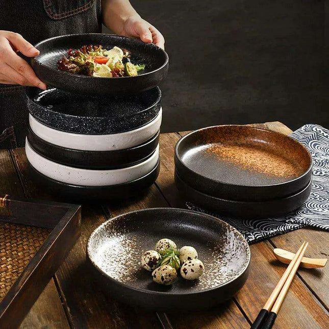 Chic 8-Inch Japanese-Inspired Ceramic Plate for Serving Pizza and Pasta