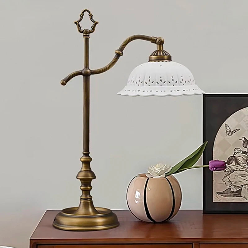 Nordic Copper & Ceramic LED Desk Lamp – Warm & Neutral Light