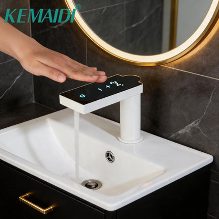 KEMAIDI Touchless Sensor Bathroom Faucet Mixer with Smart LED Digital Display Deck Mount Automatic Infrared Hands-Free Basin Tap kemaidi-touchless-sensor-bathroom-faucet-mixer-with-smart-led-digital-display-deck-mount-automatic-infrared-hands-free-basin-tap