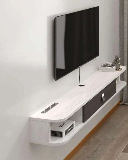 Contemporary Wall-Mounted TV Shelf with Generous Storage - Stylish Floating Console for Modern Interiors