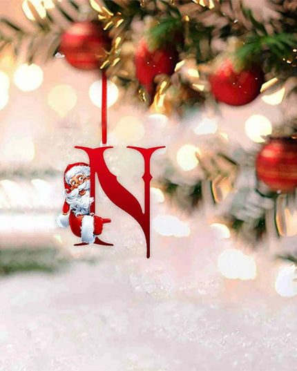 Personalized Santa Hat Alphabet Ornaments for Holiday Tree Decoration