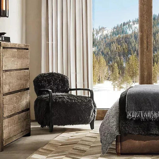 Opulent Moroccan-Inspired Wooden Armchair and Ottoman Set - Elegant Home Relaxation Duo