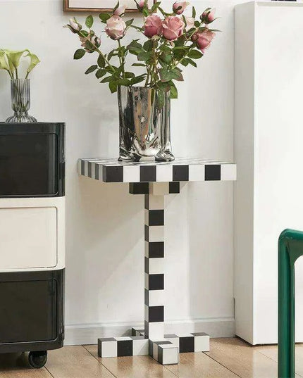 Chic Scandinavian Checkerboard Accent Table - Stylish Addition for Any Room