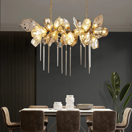 Modern Artistic Gold LED Glass Chandelier — Multi-Form, Custom Sizes