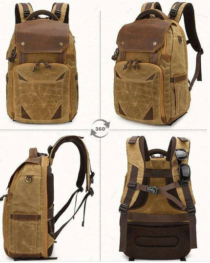 Vintage Batik Canvas Camera Backpack with USB Charging Feature - Ideal for Men’s Photography and Travel Adventures