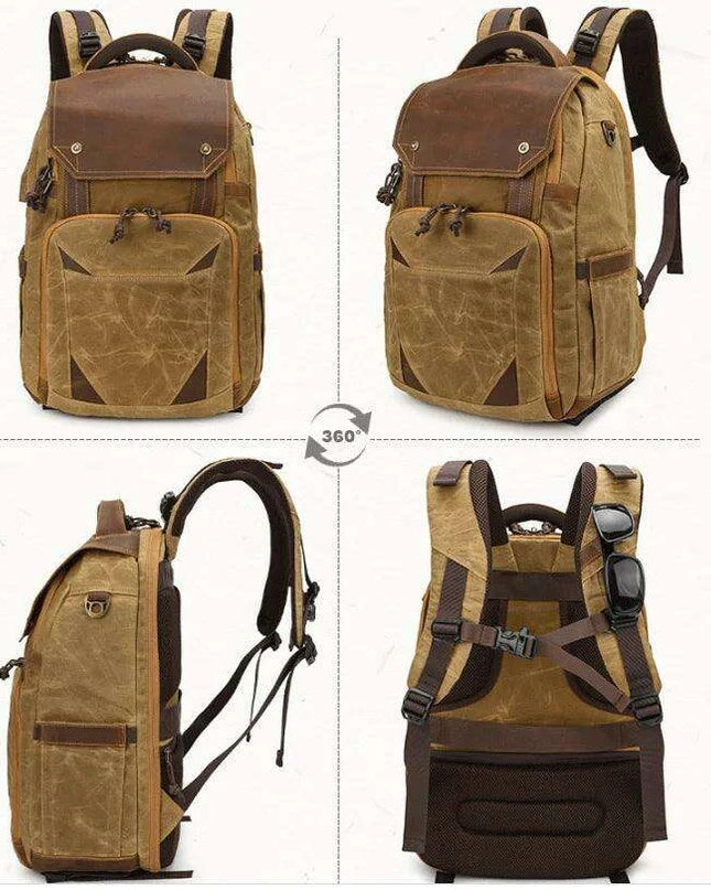 Vintage Batik Canvas Camera Backpack with USB Charging Feature - Ideal for Men’s Photography and Travel Adventures
