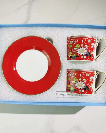 Vintage Elegance Couple's Ceramic Cup and Saucer Set - Perfect for Home and Office Enjoyment