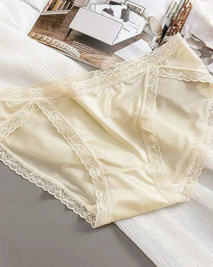 Luxury Lace & Silk Seamless Women's Breathable Briefs - Soft Mesh Panties for Ultimate Comfort