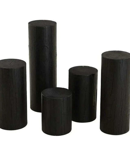 Nordic-Inspired Black Round Wooden Coffee Table: Stylish Side Table for Modern Living Spaces