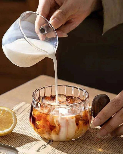 200ML Heat-resistant High Boron Silicon Glass Coffee Mug with Wooden Handle