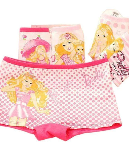 4 pcs Girls' Cotton Briefs Collection - Soft, Breathable & Playful Patterns for Kids