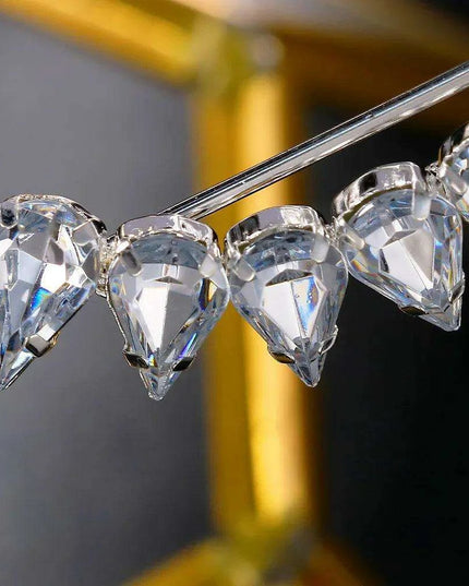 Glamorous Crystal Tassel Rhinestone Half Frame Glasses - Stylish Eyewear for Women