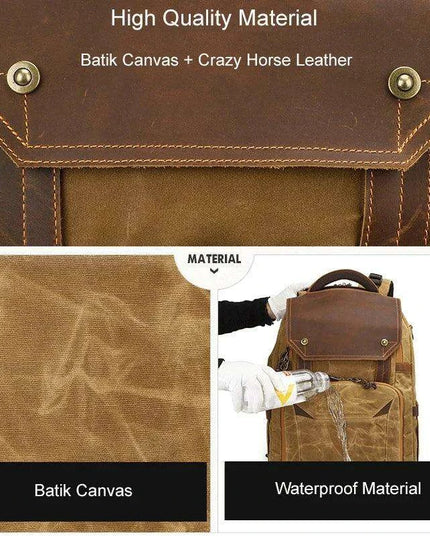 Vintage Batik Canvas Camera Backpack with USB Charging Feature - Ideal for Men’s Photography and Travel Adventures