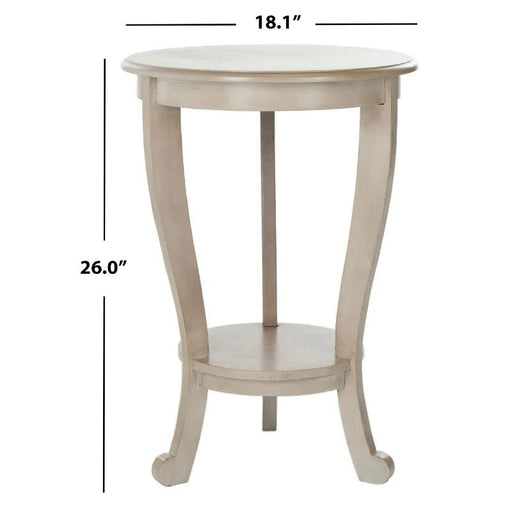 Rustic Vintage Grey Pine Tri-Leg Pedestal Side Table - Chic Round Coffee Table