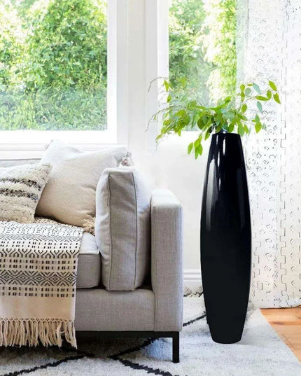 Elegant Black Resin Oversized Floor Vase for Stunning Home Decor