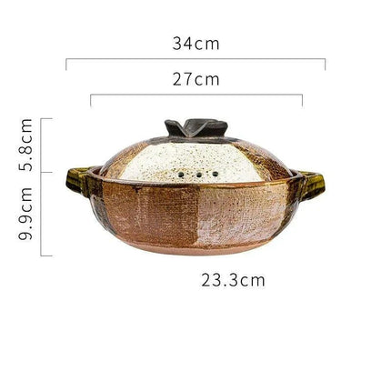 Elegant Tri-Section Japanese Clay Casserole: Perfect for High-Heat Culinary Creations