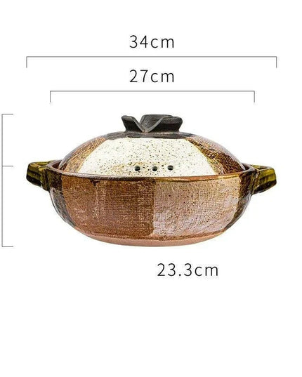 Elegant Tri-Section Japanese Clay Casserole: Perfect for High-Heat Culinary Creations