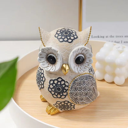 Whimsical Owl Sculpture — Resin Home Decor Accent
