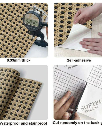 Bamboo Pattern Waterproof Rattan Contact Paper for DIY Furniture Renovation and Cabinet Decor