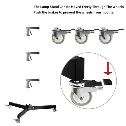 Adjustable Height Gun Grip Light Stand with Wheels and Tripod - LED Softbox Support