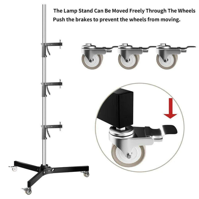Adjustable Height Gun Grip Light Stand with Wheels and Tripod - LED Softbox Support