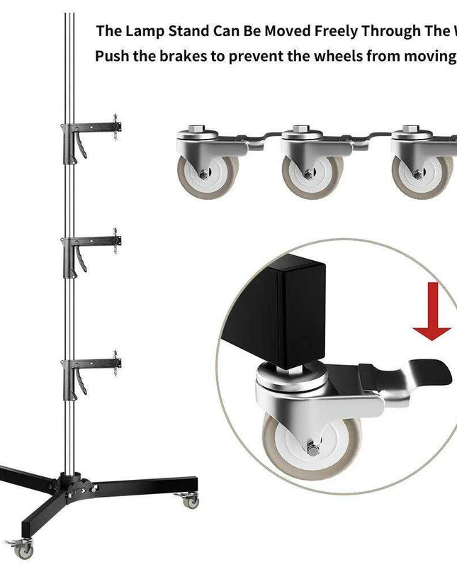 Adjustable Height Gun Grip Light Stand with Wheels and Tripod - LED Softbox Support