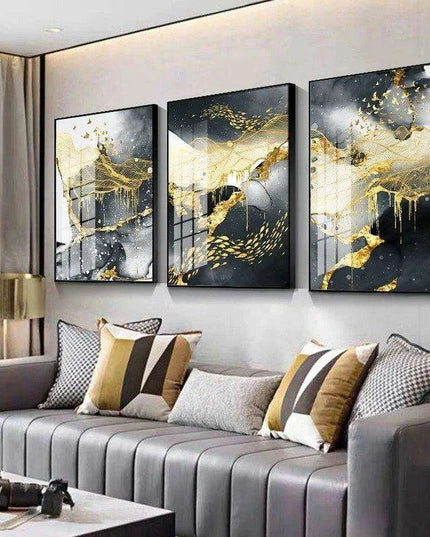 Luxe Golden Marble Canvas Art: Elevate Your Contemporary Home Aesthetic