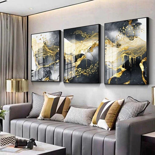 Elegant Gold Marble Canvas Art: Sophisticated Home Decor Accent