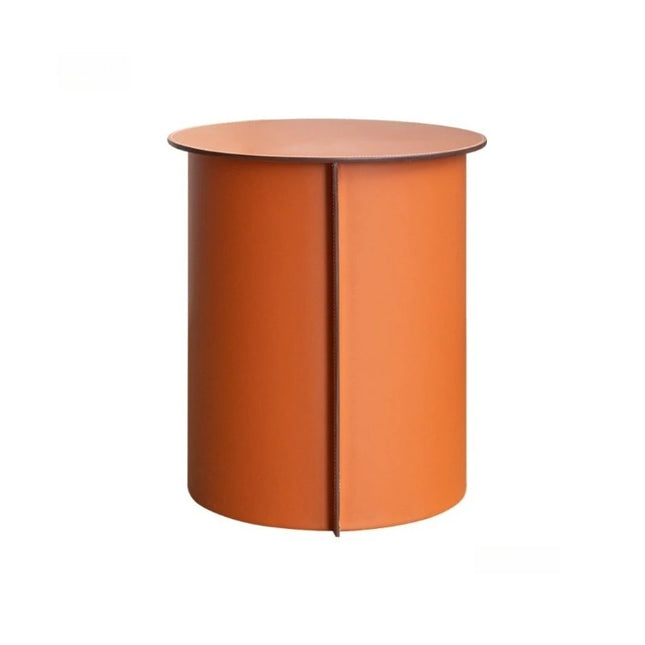Italian Saddle Leather Round Side Table — Luxury Accent Table in Two Sizes