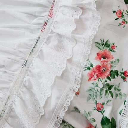 Korean Elegance Red Rose Floral Bedding Collection