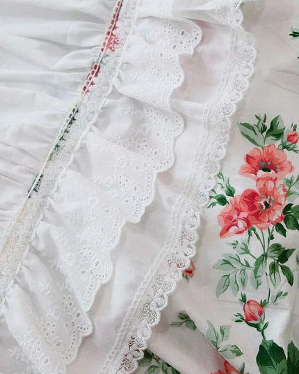 Korean Elegance Red Rose Floral Bedding Collection