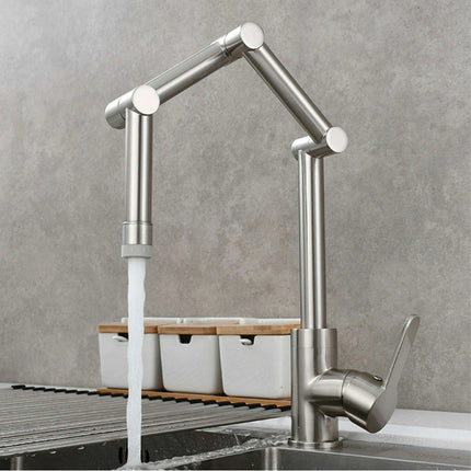 Versatile Brass Kitchen Faucet with Space-Saving Foldable Design