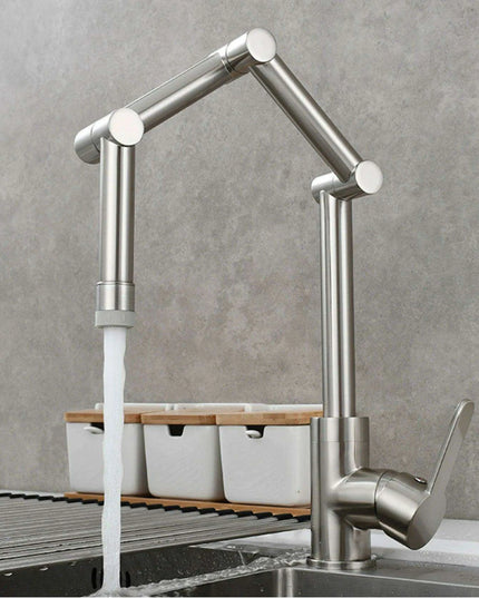 Versatile Brass Kitchen Faucet with Space-Saving Foldable Design