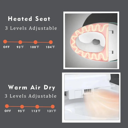 Light Oxygen Smart Toilet Bidet - Auto Open/Close, One-Piece Design