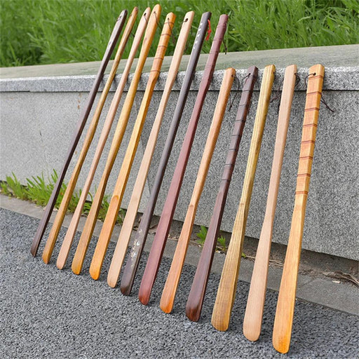 Stylish Long-Handled Wooden Shoe Horn - Versatile 32/38/55cm Shoe Lifter for Effortless Wear