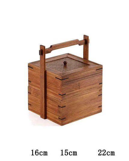 Vintage Artisan Wooden Fruit Holder with Chic Lid and Dividers | Timeless Style