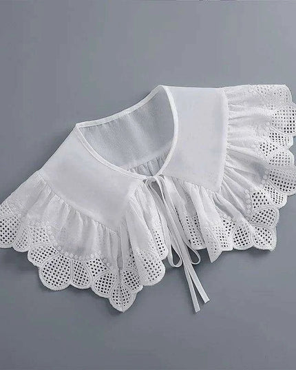 Embroidered Lace Detachable Collar for Women - Elegant White Shawl Accessory