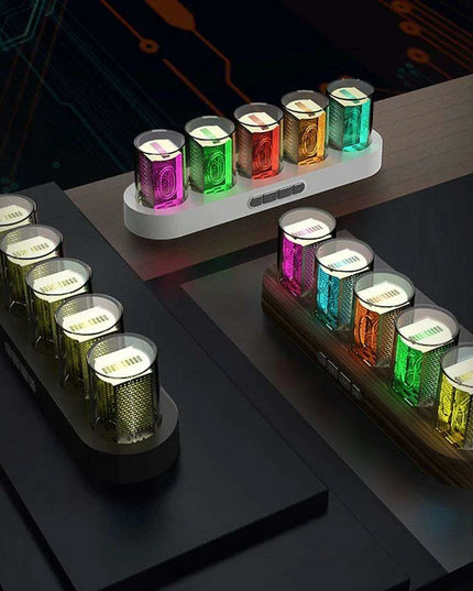 Customizable RGB LED Nixie Tube Clock - Luxurious Gift for Gamers and Stylish Desktop Decor