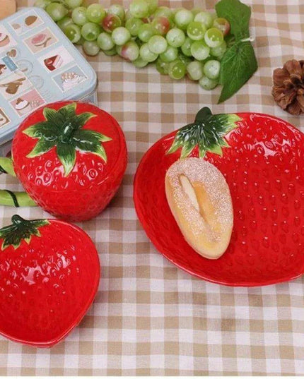 Charming Strawberry-Inspired Kids' Ceramic Dining Collection for Fun Mealtimes