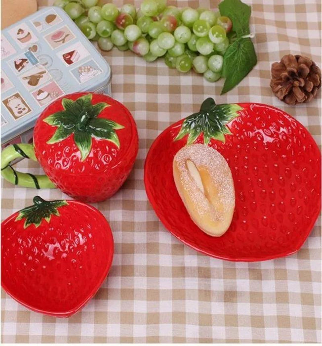 Charming Strawberry-Inspired Kids' Ceramic Dining Collection for Fun Mealtimes